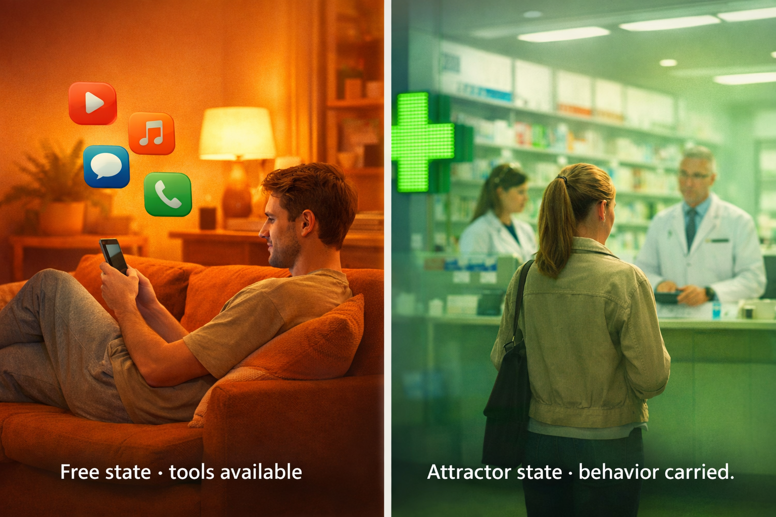 Free state versus attractor state in Ambient OS