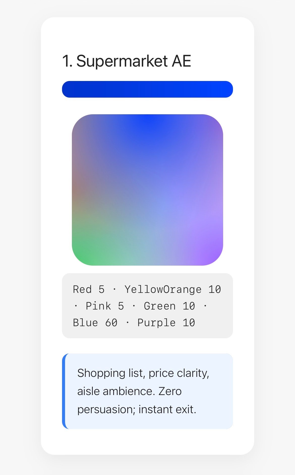 Supermarket as ambient clarity environment